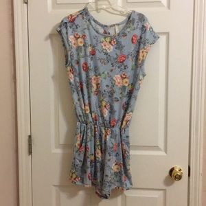 light blue & floral boutique romper